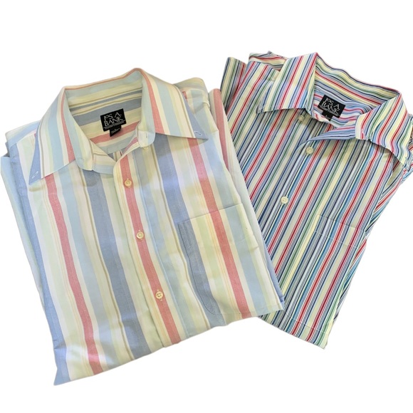 Jos.A.BankTraveler’s Collection Multicolored Dress Shirts.  Size Large. 2 items - Picture 1 of 10